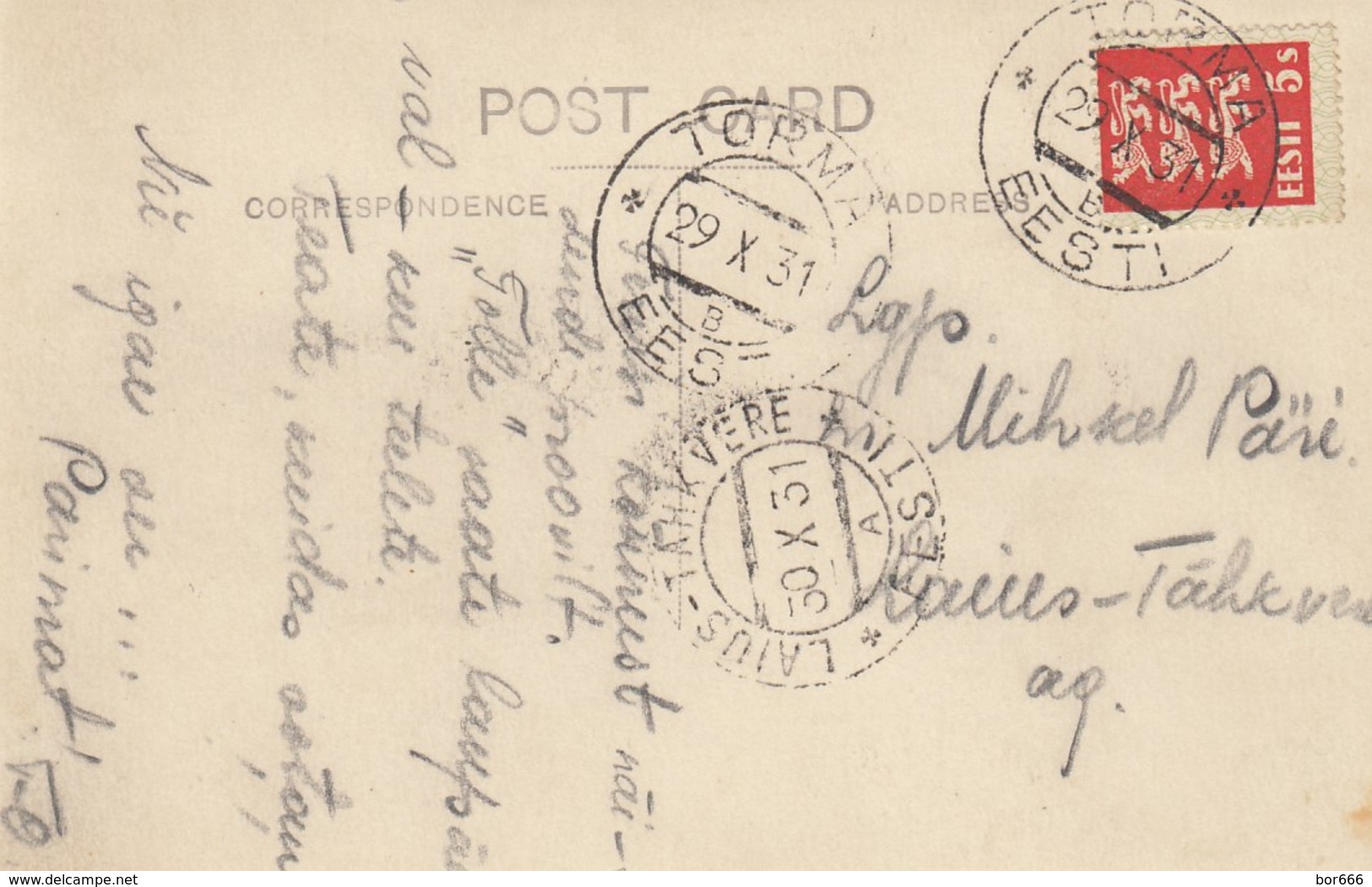 GOOD OLD ESTONIA Postcard - VILJANDI - Posted 1931 Torma To Laius Tähkvere - Estonia