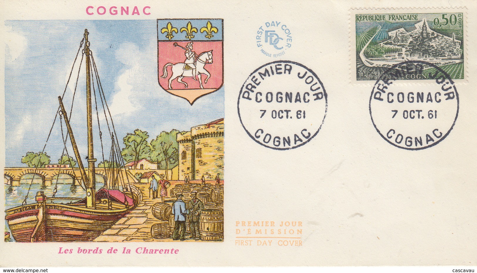 Enveloppe  FDC  1er  Jour   FRANCE   COGNAC   1961 - 1960-1969