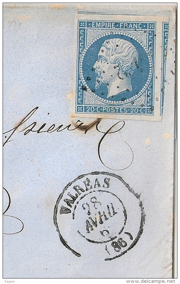 N° 14 2 VOISINS Luxe, PC 3482 VALREAS Vauckuse Pour LYON. - 1849-1876: Periodo Clásico