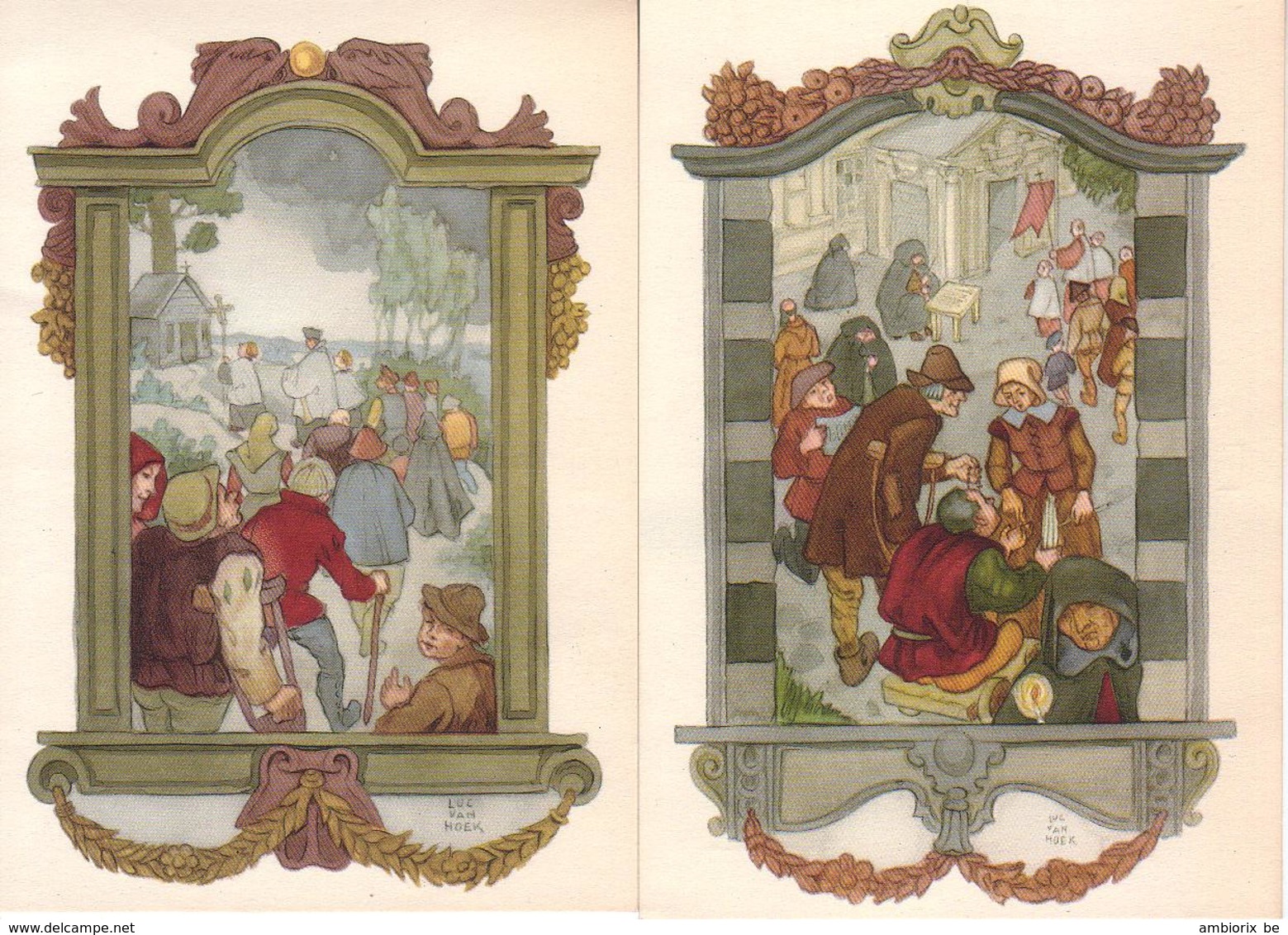 Montaigu Scherpenheuvel - Lot Van 10 Postkaarten Uit De Geschiedenis Van O.L.V. Van Scherpenheuvel - Ill. Luc Van Hoek - Scherpenheuvel-Zichem
