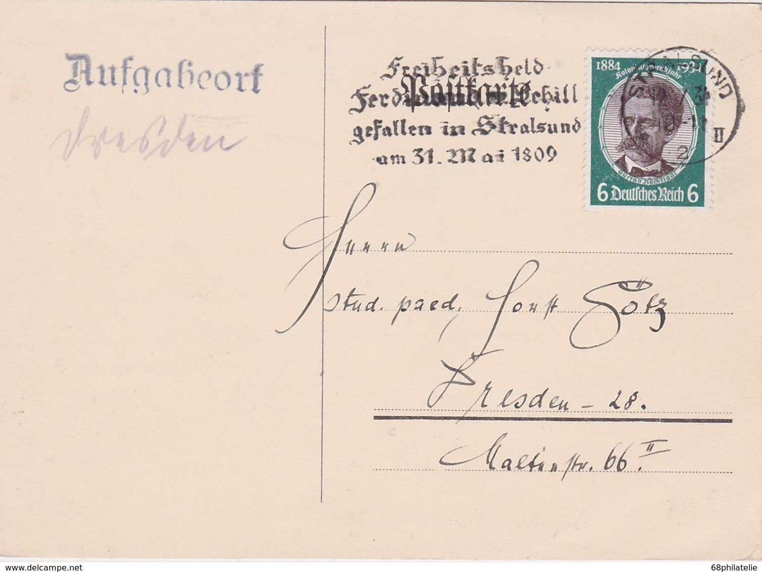 ALLEMAGNE 1934 CARTE  DE STRALSUND - Briefe U. Dokumente