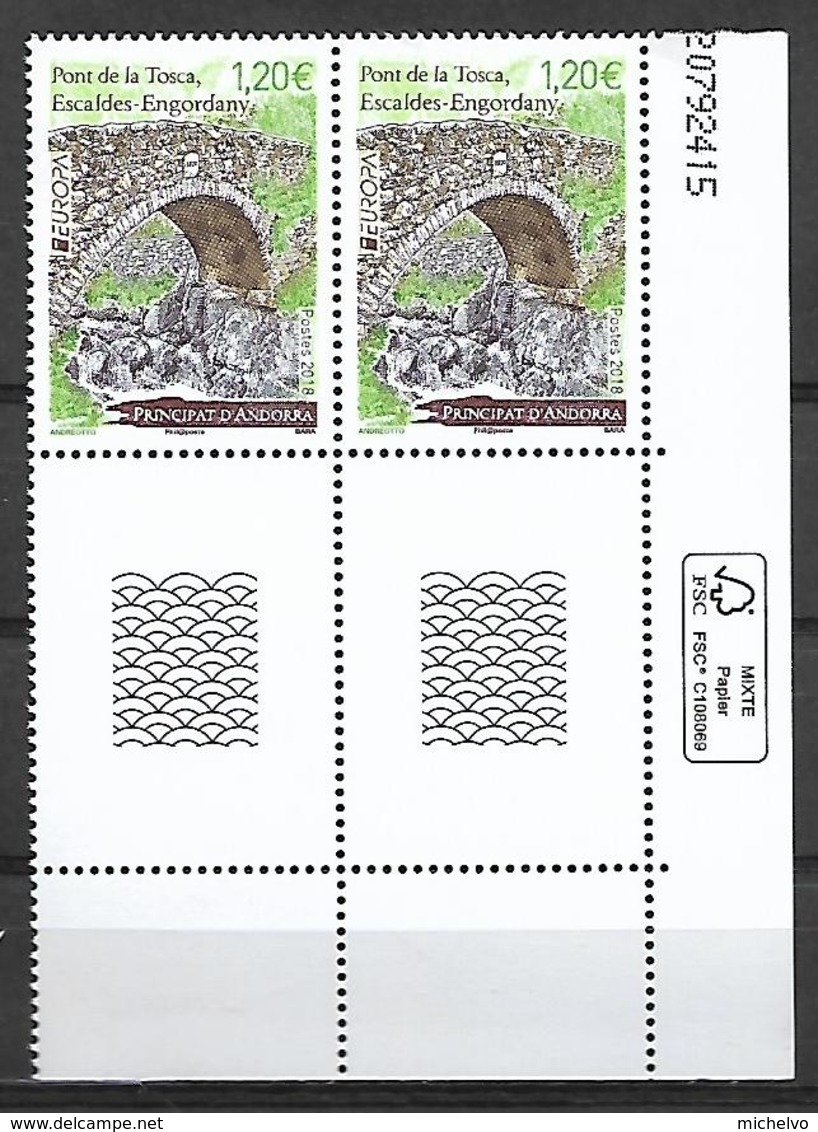 Andorre 2018 - Yv N° 814 ** - Pont De La Tosca (Mi N° 834) - Nuevos