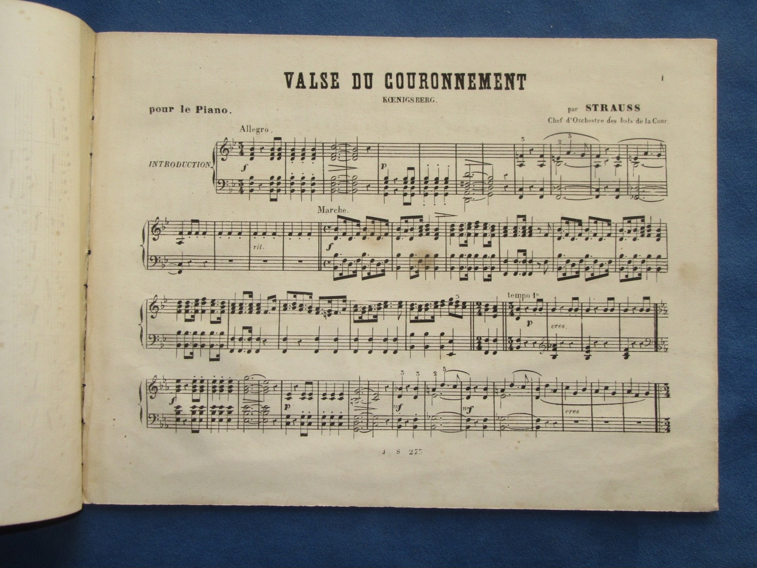 CAF CONC PIANO GF PARTITION XIX STRAUSS VALSE DU COURONNEMENT KOENIGSBERG 1861 KÖNIGSBERG PRUSSE - Other & Unclassified