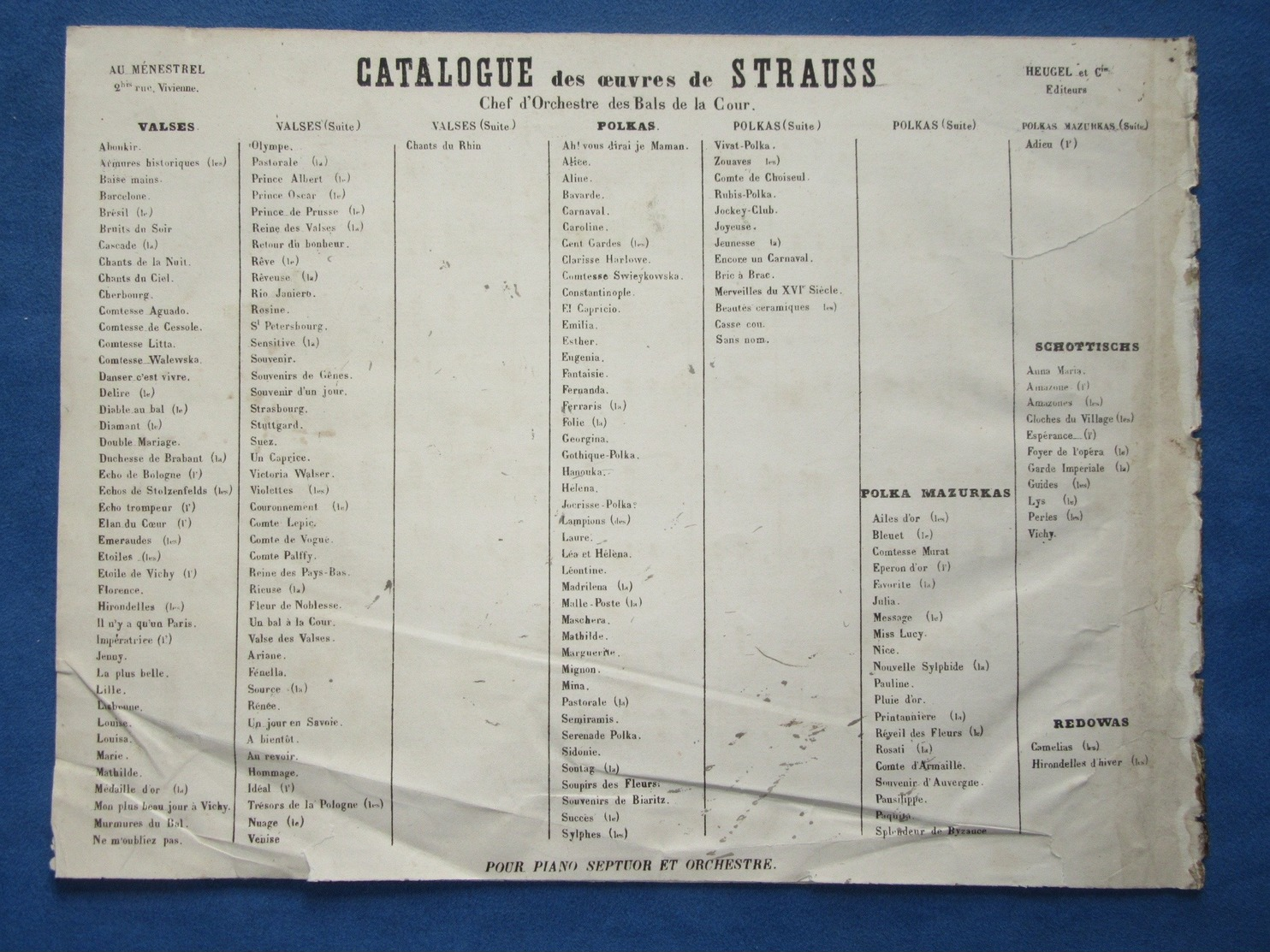 CAF CONC PIANO GF PARTITION XIX STRAUSS VALSE DU COURONNEMENT KOENIGSBERG 1861 KÖNIGSBERG PRUSSE - Other & Unclassified