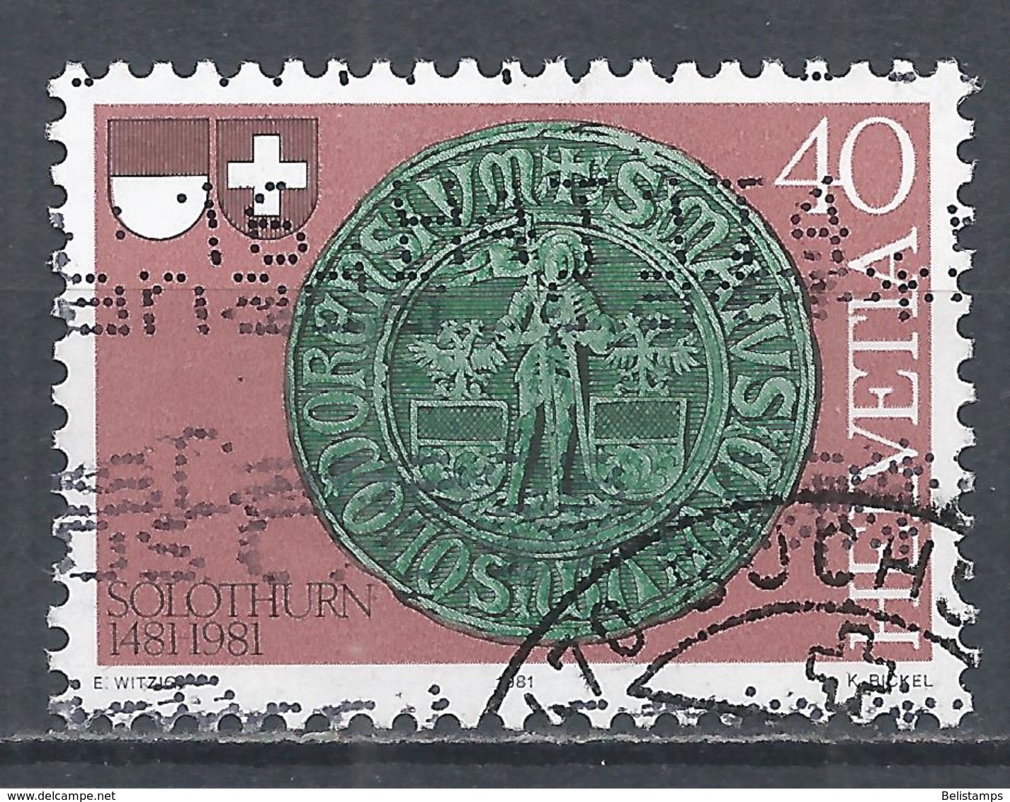 Switzerland 1981. Scott #702 (U) Seal Of Solothurn * - Oblitérés