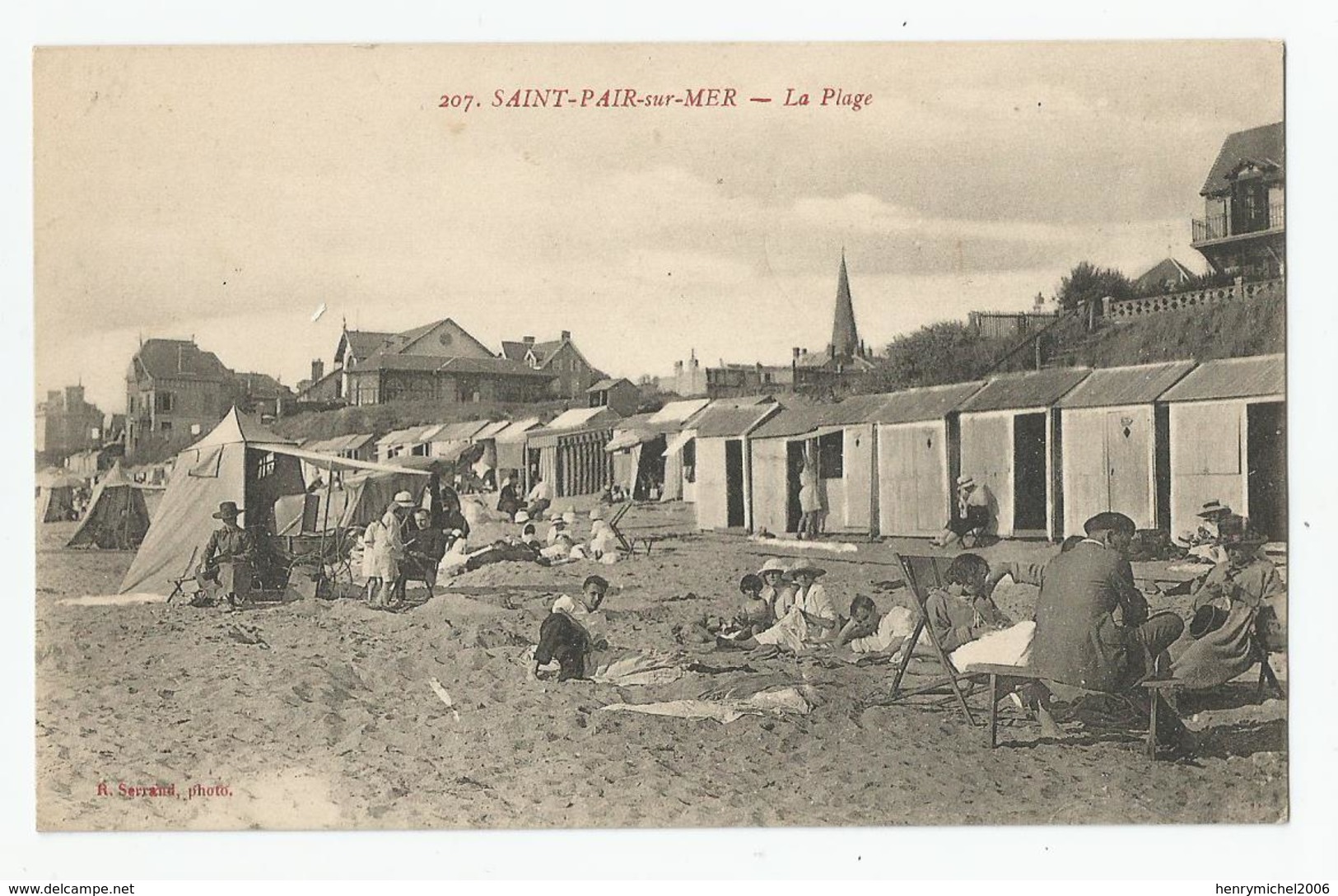 50 Manche - St Saint Pair Sur Mer La Plage Animée Cabines 1924 N207 - Saint Pair Sur Mer