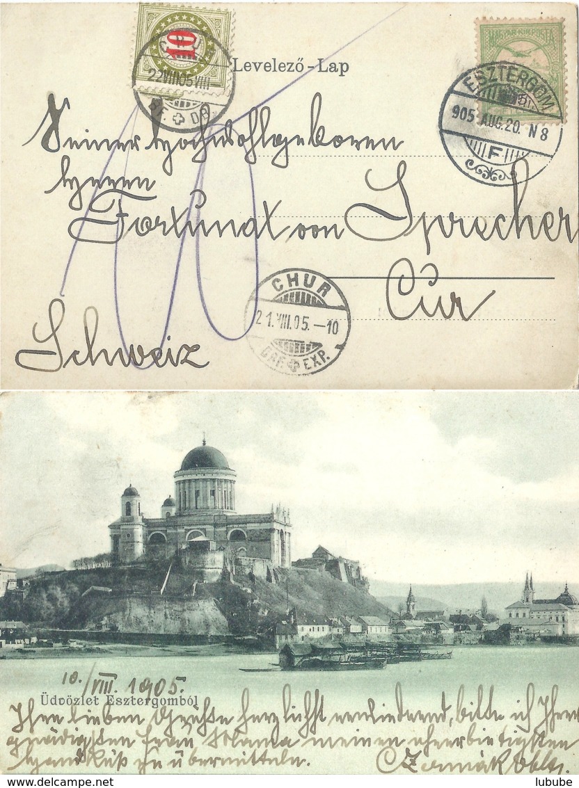 Taxierte AK  "Üdvözlet Esztergombol" - Chur           1905 - Postage Due