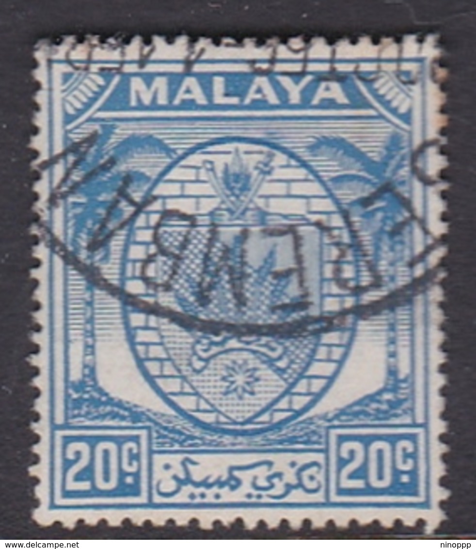 Malaysia-Negri Sembilan SG 54 1949 Arms, 20c Bright Blue, Used - Negri Sembilan