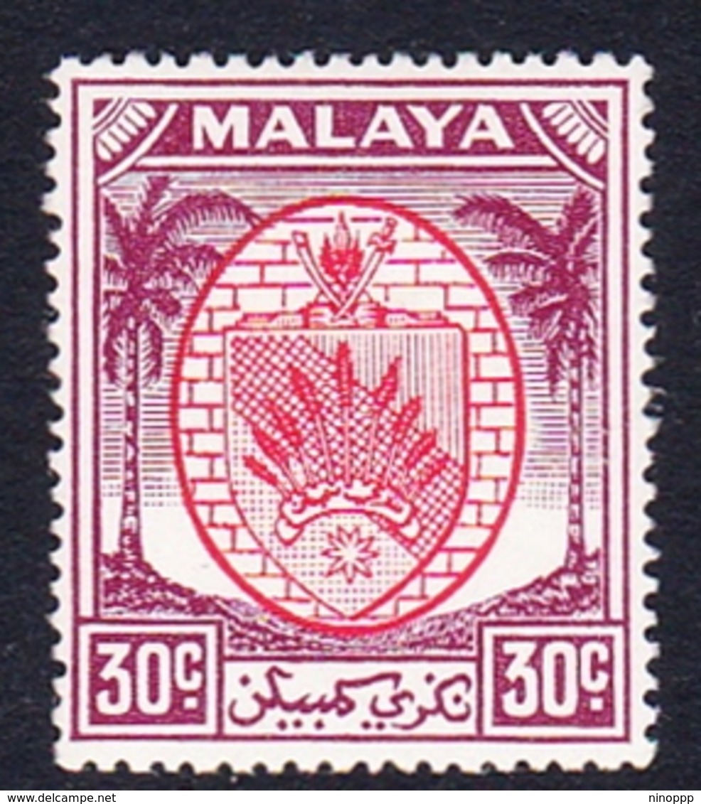 Malaysia-Negri Sembilan SG 56 1955 Arms, 30c Scarlet And Purple, Mint Hinged - Negri Sembilan