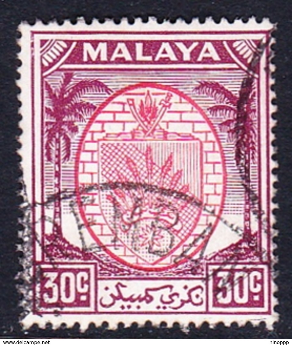 Malaysia-Negri Sembilan SG 56 1955 Arms, 30c Scarlet And Purple, Used - Negri Sembilan