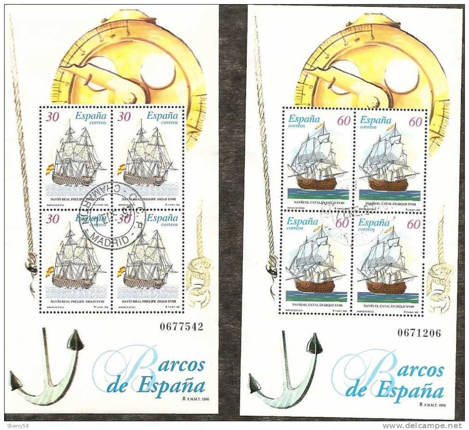 1996-ED. 3415 A 3416-BARCOS DE EPOCA-USADO- - Usados