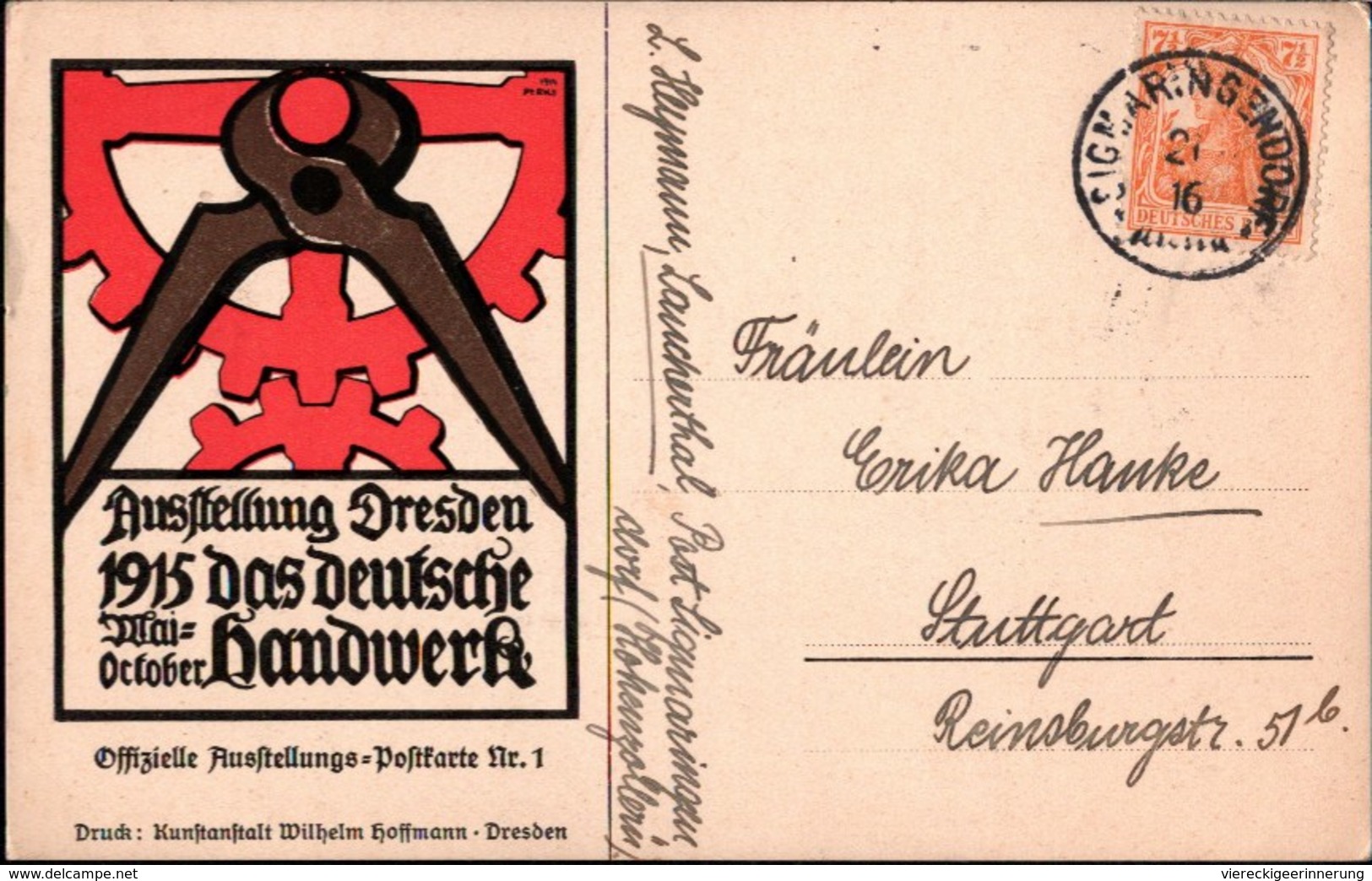 ! Alte Ausstellung Postkarte Nr.1, Dresden, Ausstellung 1915 Das Deutsche Handwerk, Sachsen, Exhibition, Reklame - Publicité