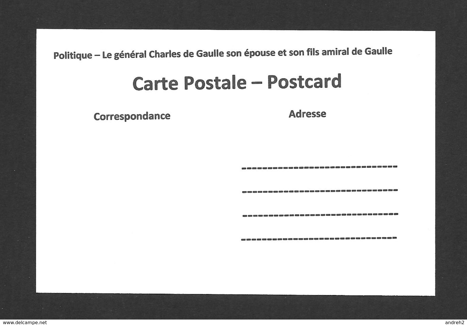 POLITIQUE - LE GÉNÉRAL CHARLES DE GAULLE ET SA FAMILLE SON ÉPOUSE ET SON FILS AMIRAL DE GAULLE - Personnages