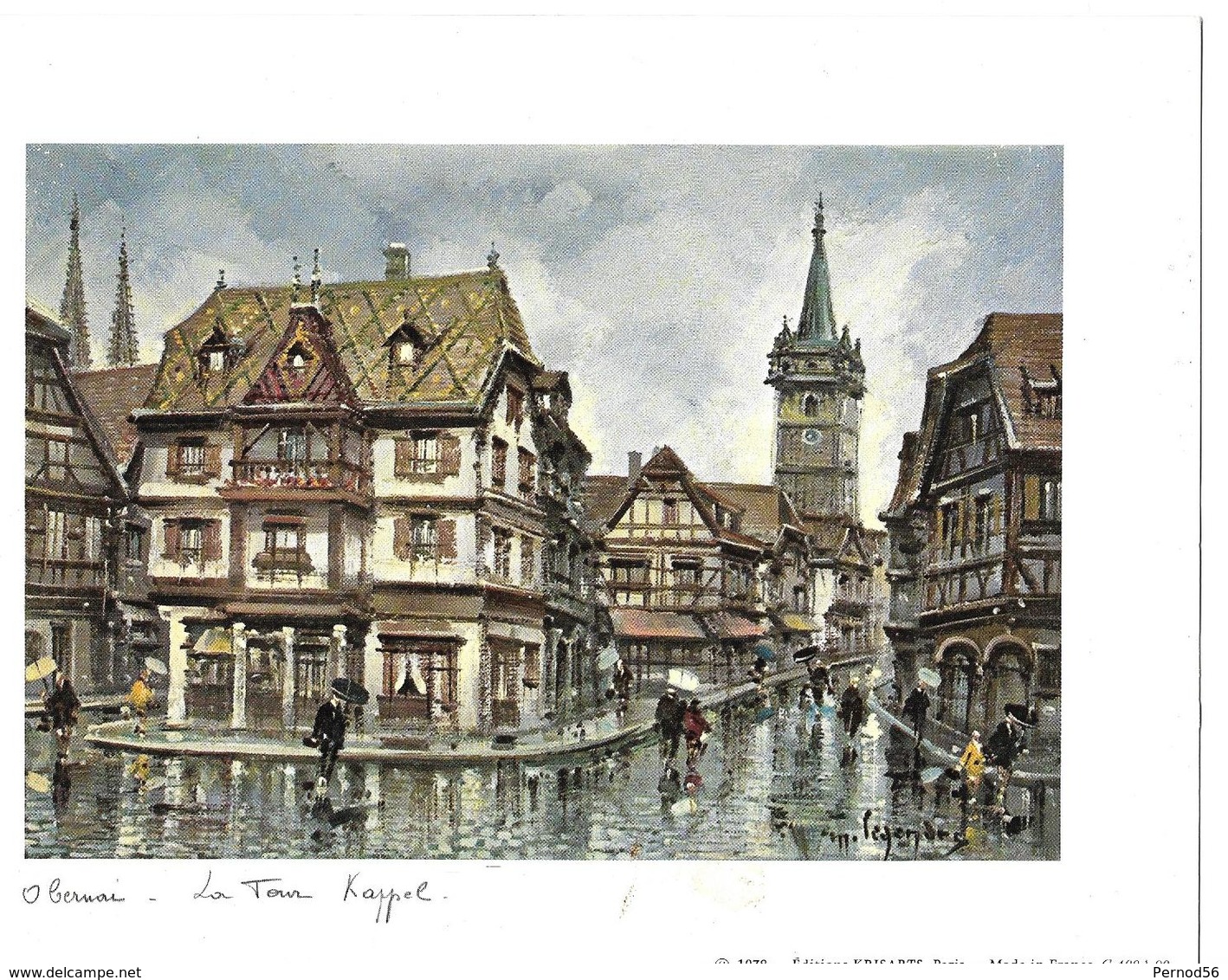 Gravure Sur Papier 20 *15 Couleur  Legendre  OBERNAI La Tour Kappel  1978 Ed KRISSARTS STRASBOURG - Olieverf