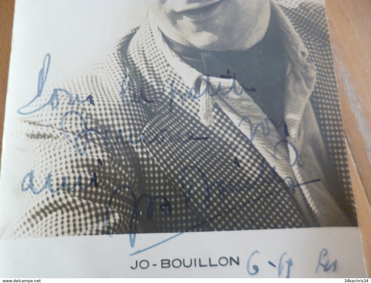 Autographe Jo Bouillon Sur Photo Originale 11 X 18 - Autographs