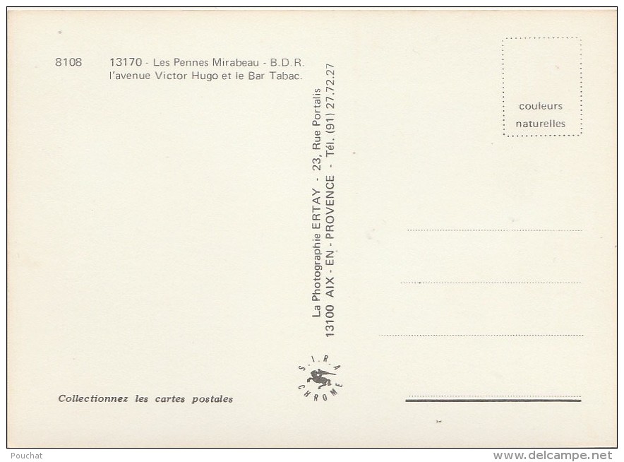 PA27-13) LES PENNES MIRABEAU - L'AVENUE VICTOR  HUGO ET LE BAR TABAC  - (VOITURE - AUTO - MOBYLETTE - (2 SCANS) - Autres & Non Classés