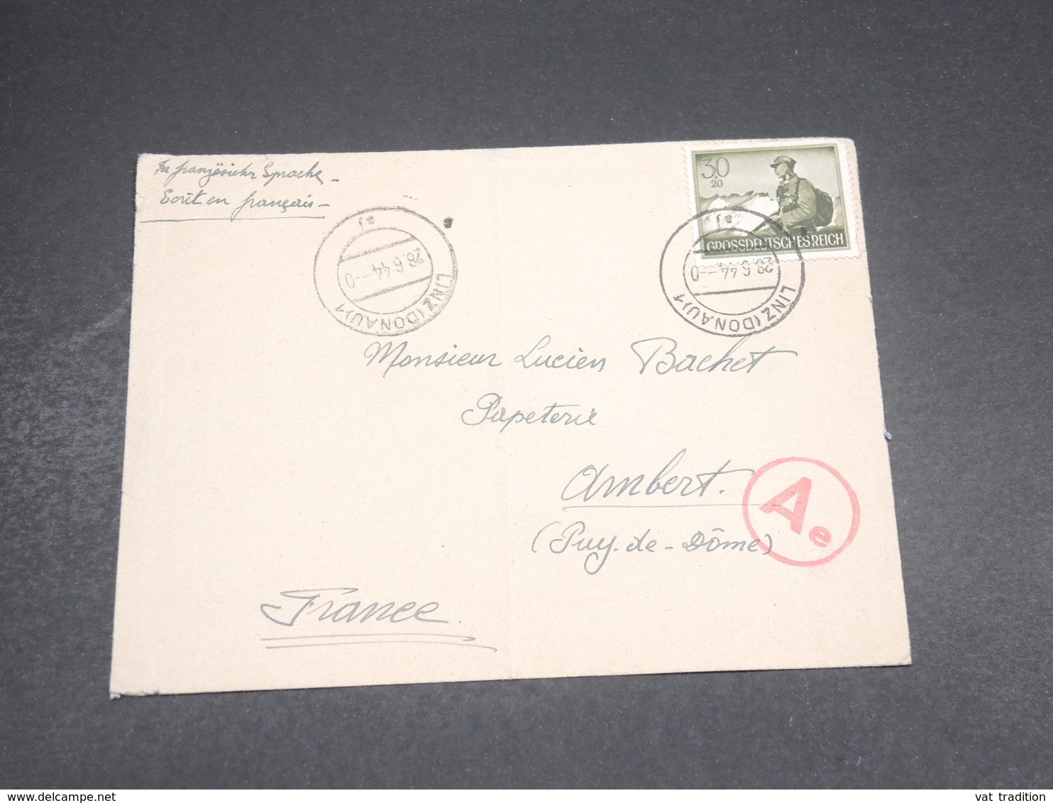 ALLEMAGNE - Enveloppe De Linz Pour La France En 1944 Avec Contrôle Postal , Affranchissement Plaisant  - L 18783 - Briefe U. Dokumente