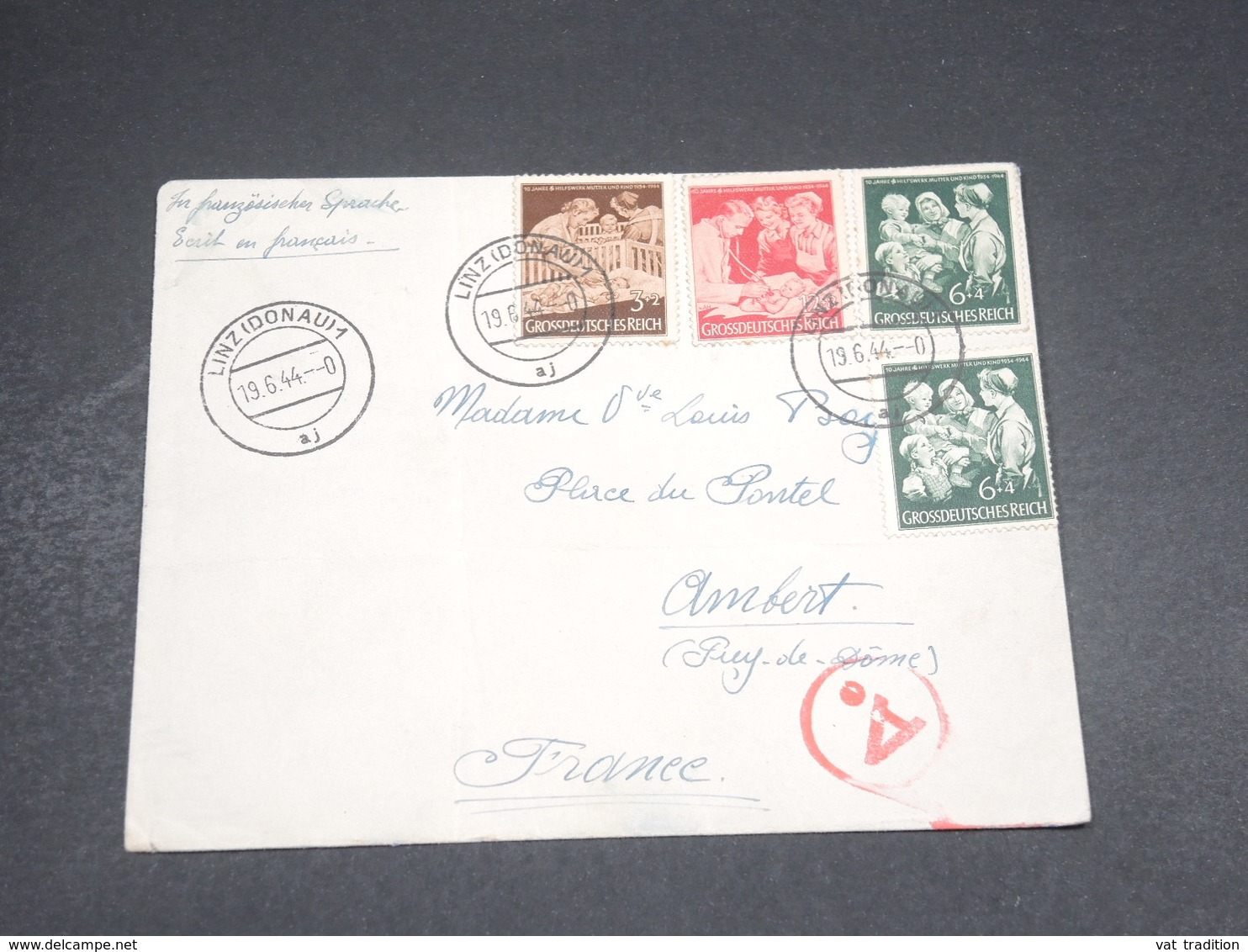 ALLEMAGNE - Enveloppe De Linz Pour La France En 1944 Avec Contrôle Postal , Affranchissement Plaisant  - L 18786 - Lettres & Documents