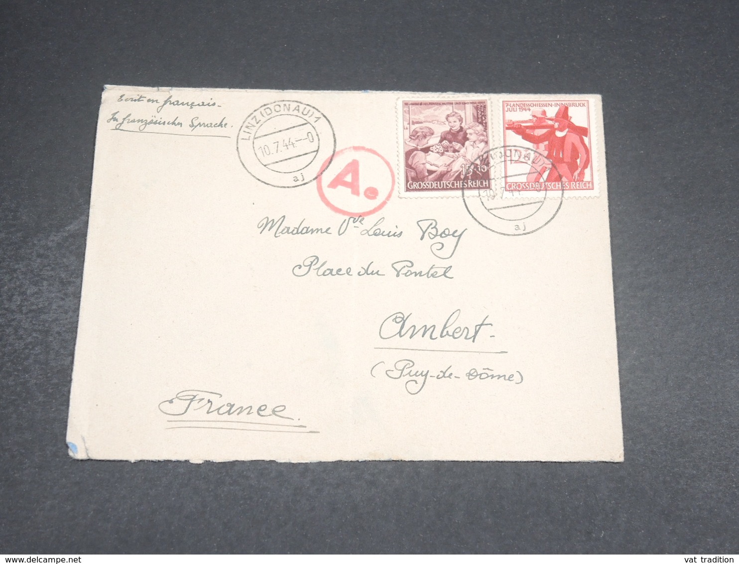 ALLEMAGNE - Enveloppe De Linz Pour La France En 1944 Avec Contrôle Postal , Affranchissement Plaisant  - L 18788 - Lettres & Documents