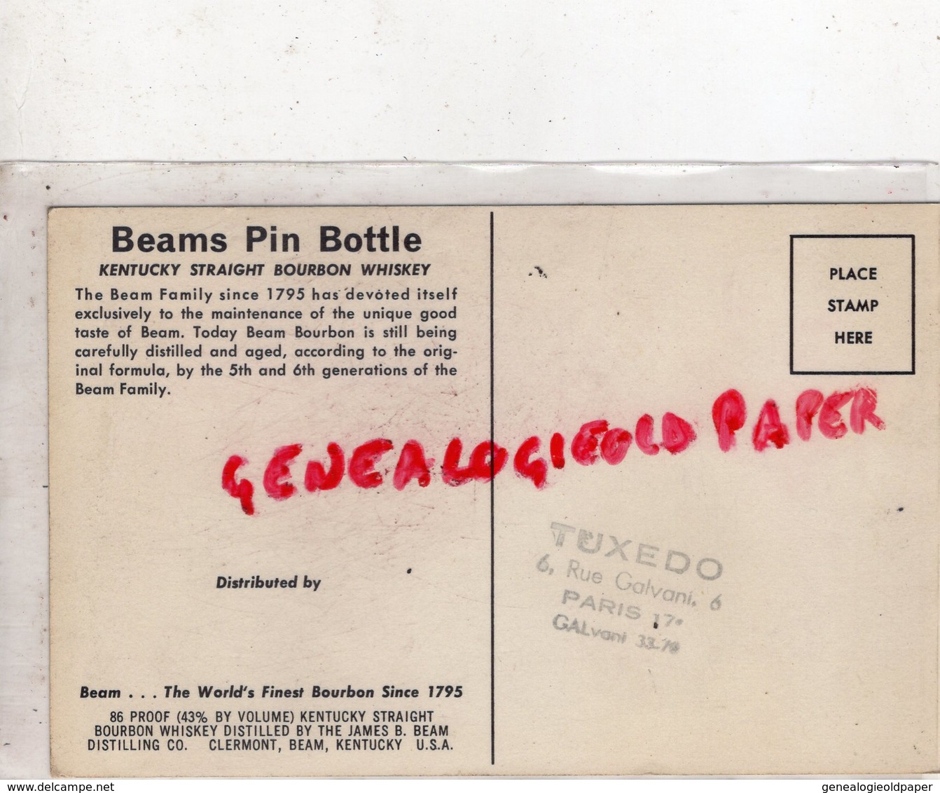 ETATS UNIS AMERIQUE- KENTUCKY -CLERMONT -STRAIGHT BOURBON WHISKEY DISTILLED BY THE JAMES B. BEAM- PIN BOTTLE - Andere & Zonder Classificatie