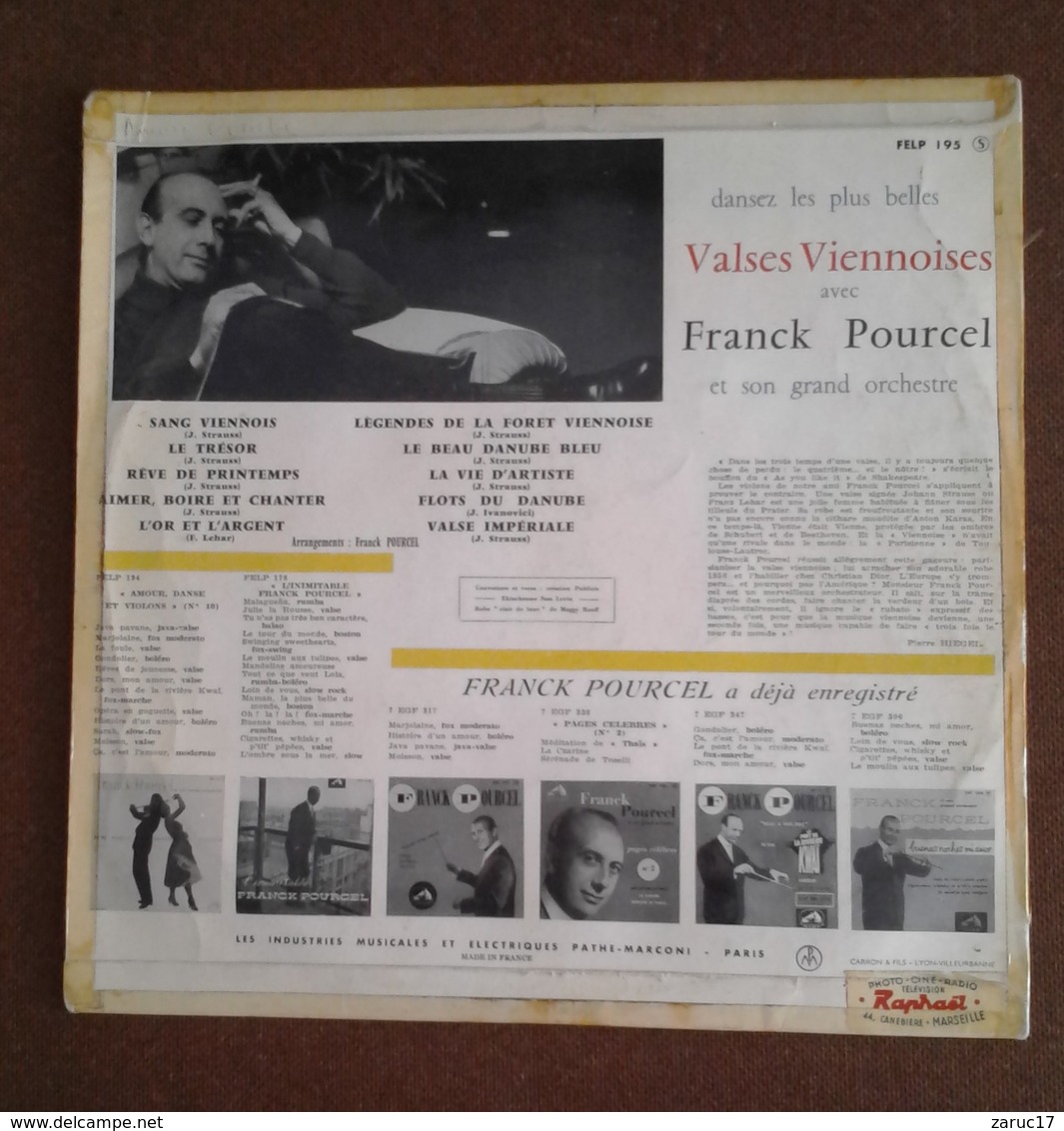 DISQUE VINYLE LA VOIX DE SON MAITRE 33 TOURS  VALSES VIENNOISES FRANCK POURCEL ET SON GRAND ORCHESTRE MICROSILLON - Instrumental