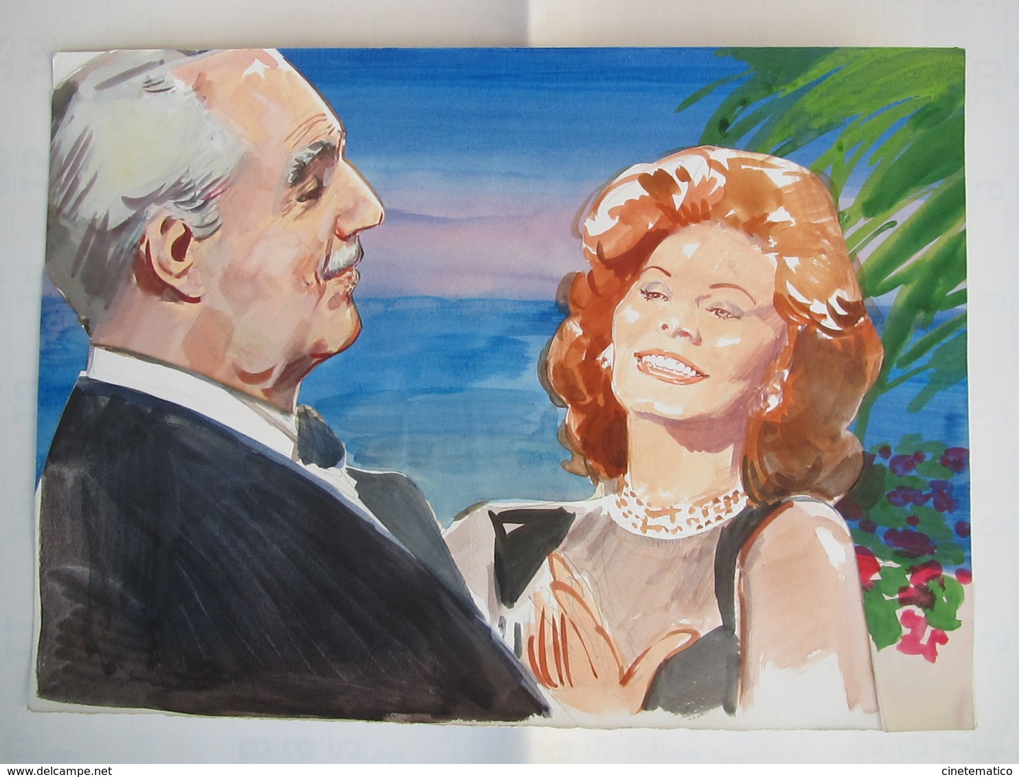 Acquarello Con Sophia Loren E Vittorio De Sica - Acquarelli