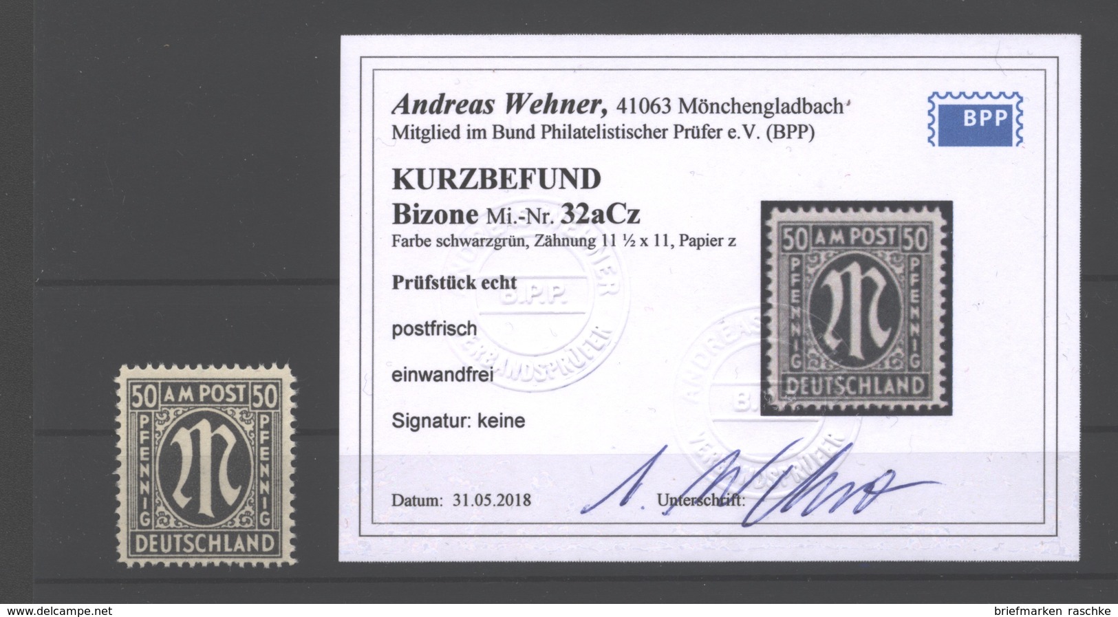 Am-Post,32aC,xx,Befund Wehner BPP - Ungebraucht