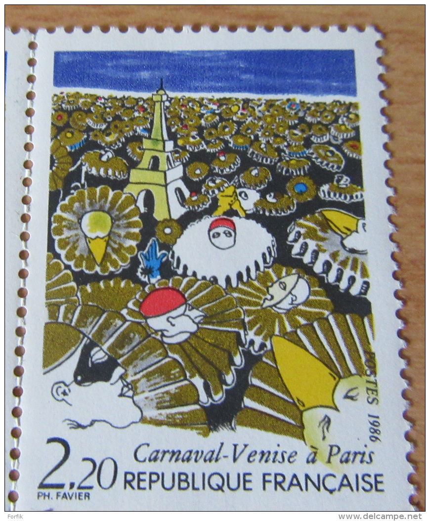 France - Bande De 3 Timbres Avec Bord De Feuille YT N°2395 Neuf ** Variété Tour Eiffel Jaune - 1986 - Neufs