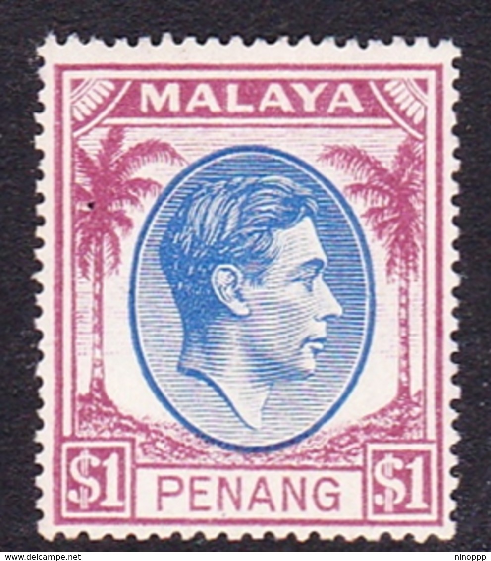 Malaysia-Penang SG 20  1949 King George VI, $ 1.00 Blue And Purple, Mint Hinged - Penang