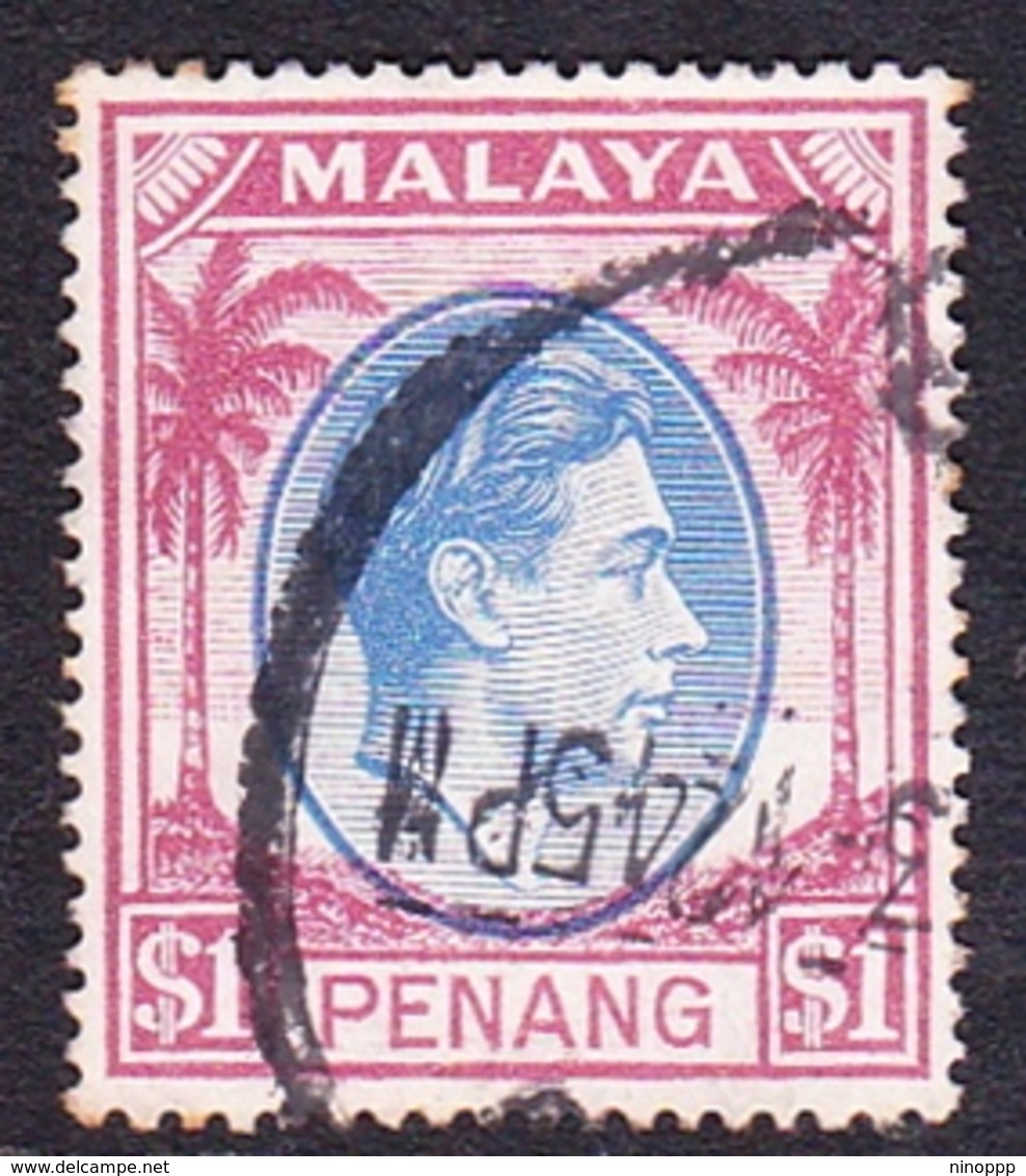 Malaysia-Penang SG 20 1949 King George VI, $ 1.00 Blue And Purple, Used - Penang