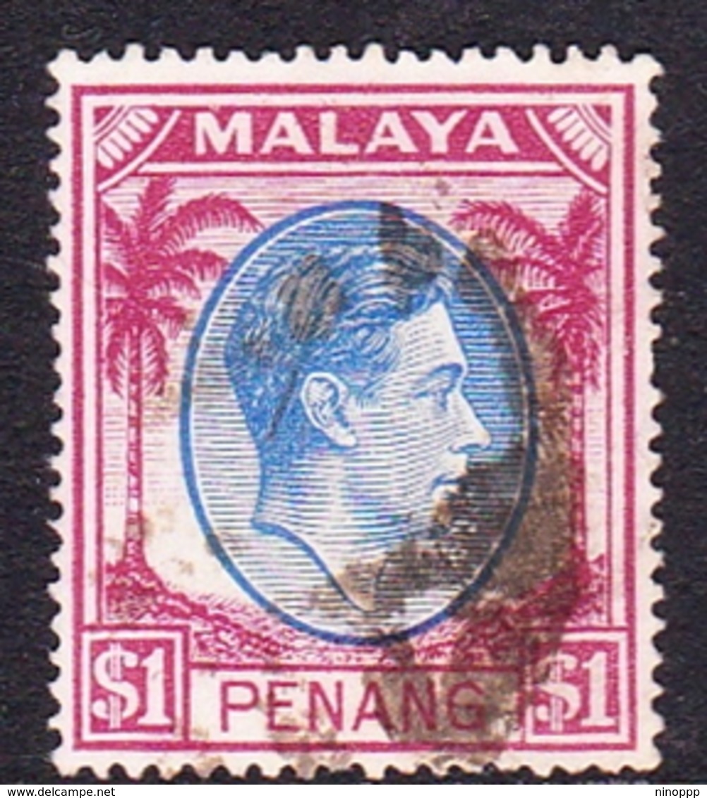 Malaysia-Penang SG 20 1949 King George VI, $ 1.00 Blue And Purple, Used - Penang