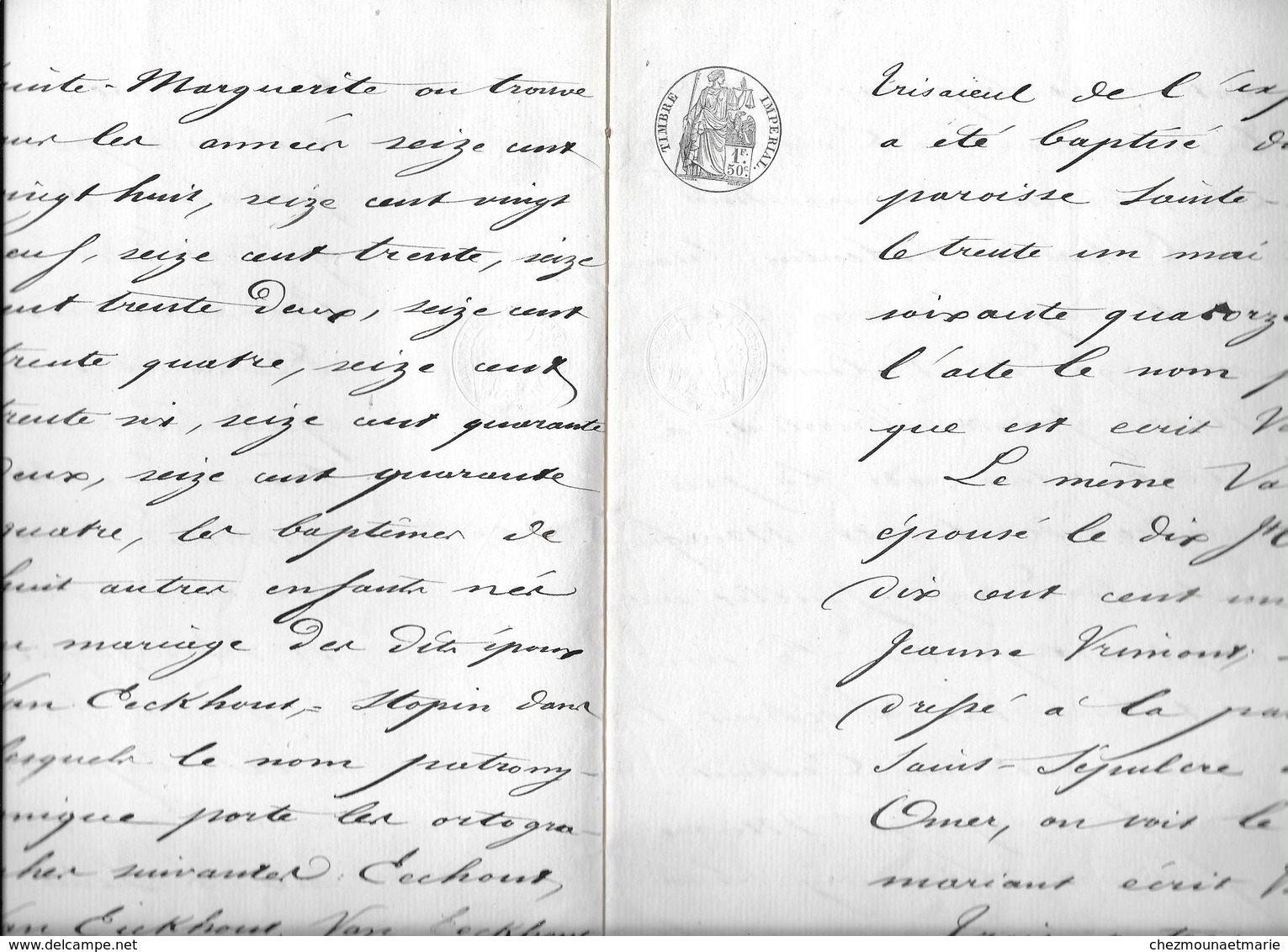 SAINT OMER 1869 - JUGEMENT / REQUETE POUR QUE NOM VANEECHOUT SOIT ECRIT VAN EECKHOUT - 46 PAGES - PAS DE CALAIS - Documents Historiques