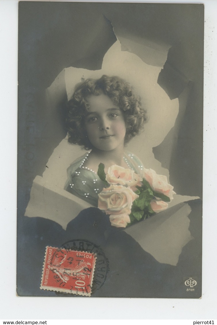 ENFANTS - LITTLE GIRL - MAEDCHEN - Jolie Carte Fantaisie Portrait Fillette Et Fleurs - Portraits