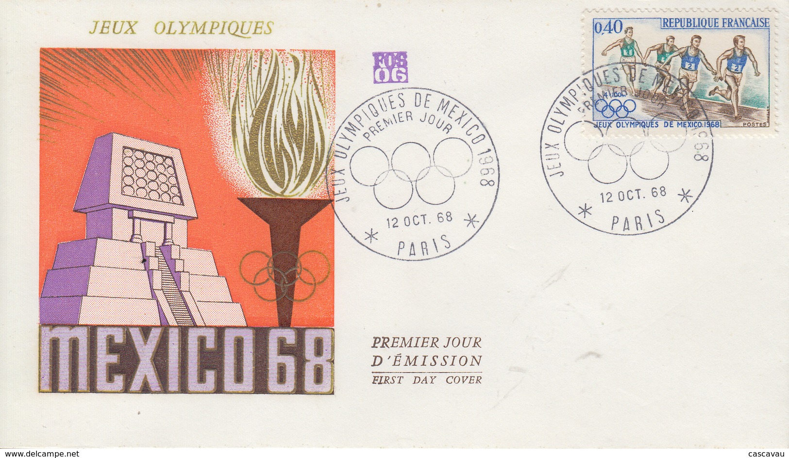 Enveloppe  FDC  1er  Jour   FRANCE   Jeux  Olympiques  MEXICO   1968 - Summer 1968: Mexico City