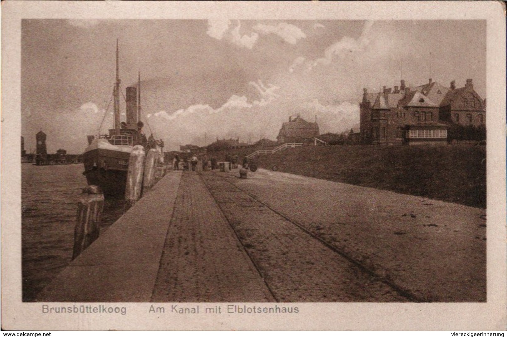 !  Alte Ansichtskarte Aus Brunsbüttelkoog, Elblotsenhaus, Kanal, Schiff, Dampfer, Schleswig-Holstein - Brunsbuettel