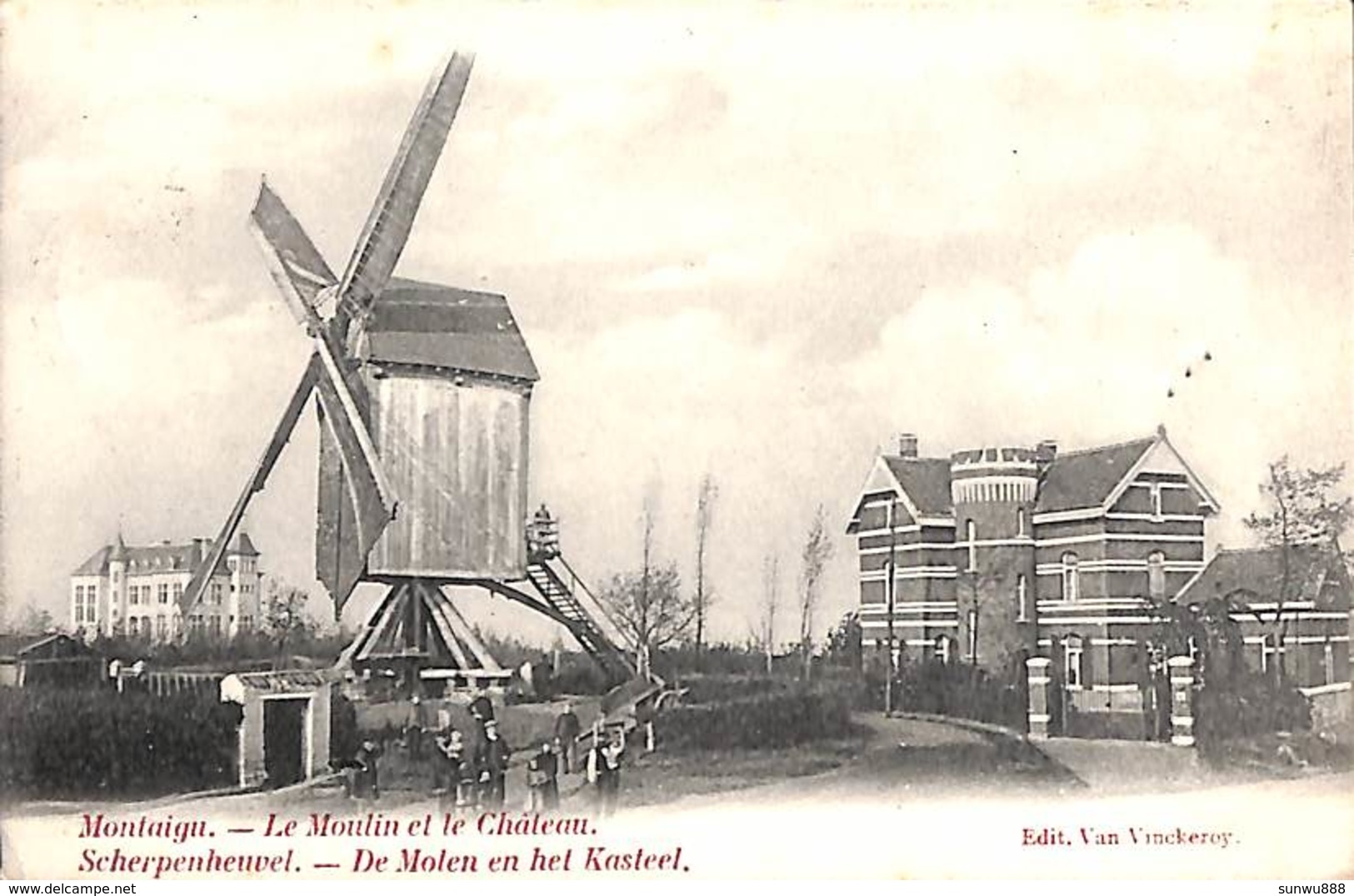 Scherpenheuvel - Montaigu -  De Molen En Het Kasteel (animation, Edit. Van Vinckeroy, 1906) - Scherpenheuvel-Zichem