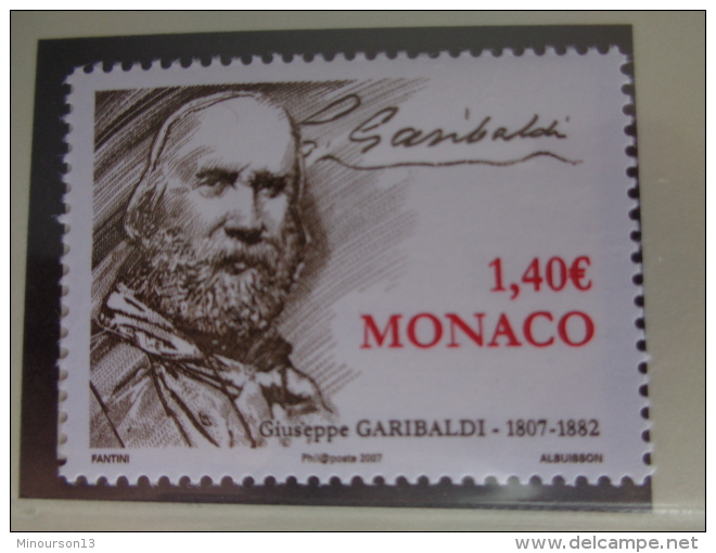 MONACO 2007  Y&amp;T N° 2589 ** - GIUSEPPE GARIBALDI HOMME POLITIQUE ITALIEN - Neufs