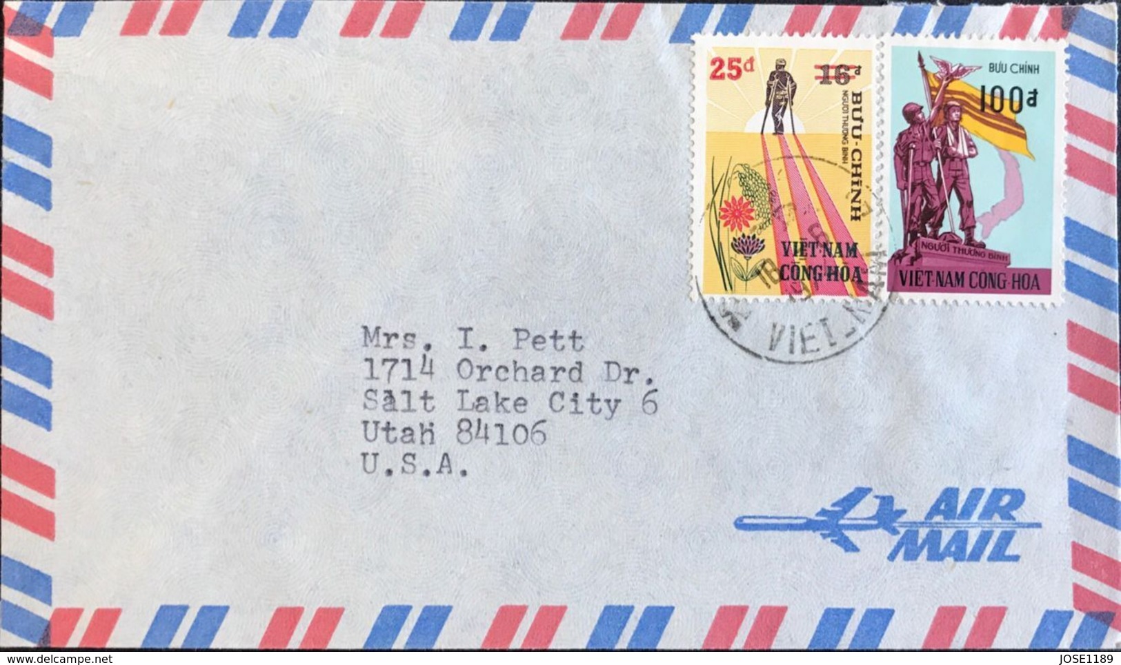 ◆◆VIETNAM   1974 AIR MAIL TO USA - Viêt-Nam