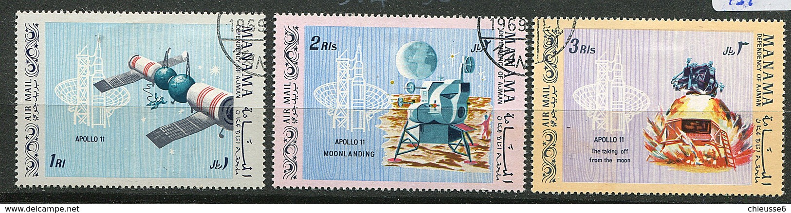 Manama Ob Michel N° 213 A à 215 A - Apollo 11 - - Manama