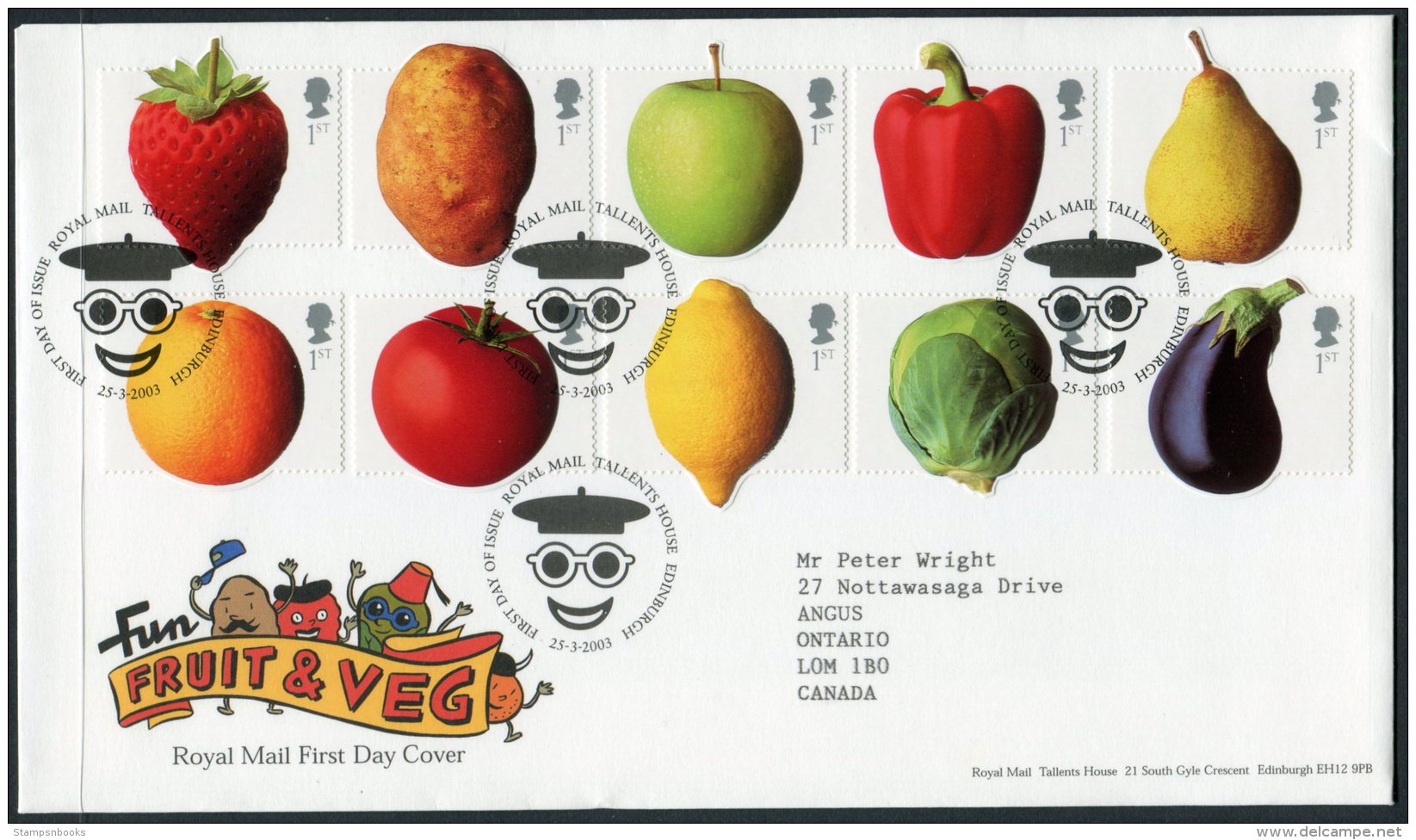 2003 GB Fruit &amp; Veg First Day Cover. - 2001-2010 Em. Décimales