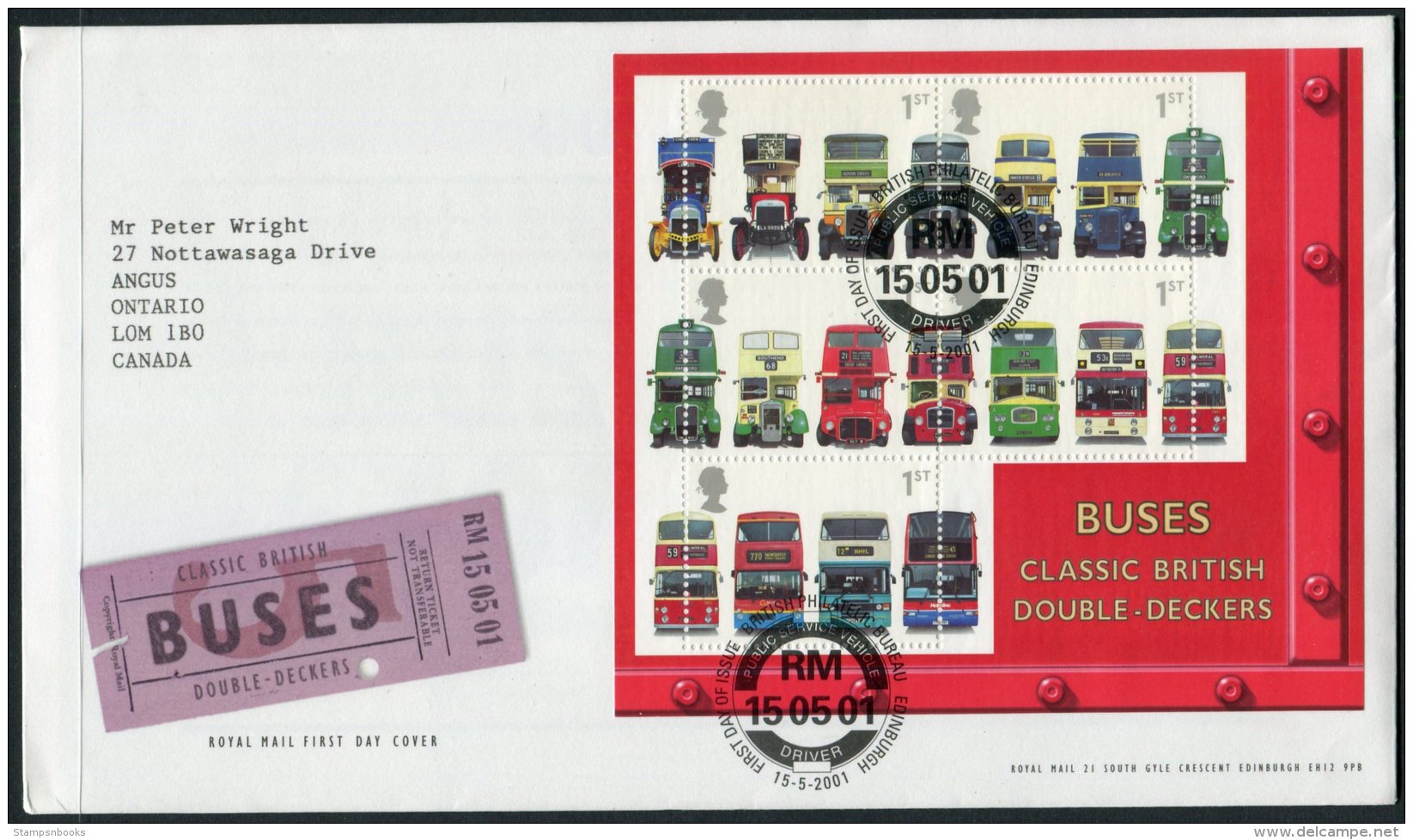 2001 GB Buses First Day Cover. Transport FDC - 2001-2010 Em. Décimales