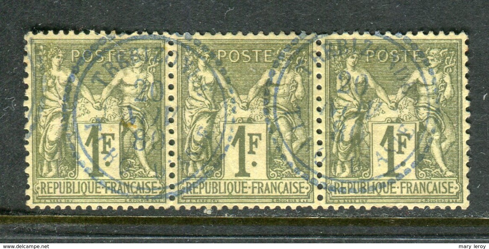 Superbe Bande De Trois N° 72 - Cachet à Date Perlé De Trébizonde ( 1880 ) - 1876-1878 Sage (Type I)