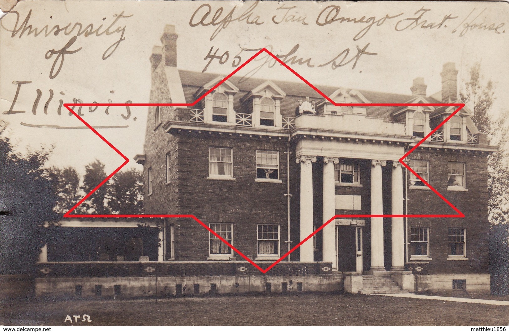 Postcard Champaign Urbana. University Of Illinois - ALPHA TAU OMEGA FRATERNITY HOUSE (A195) - Autres & Non Classés