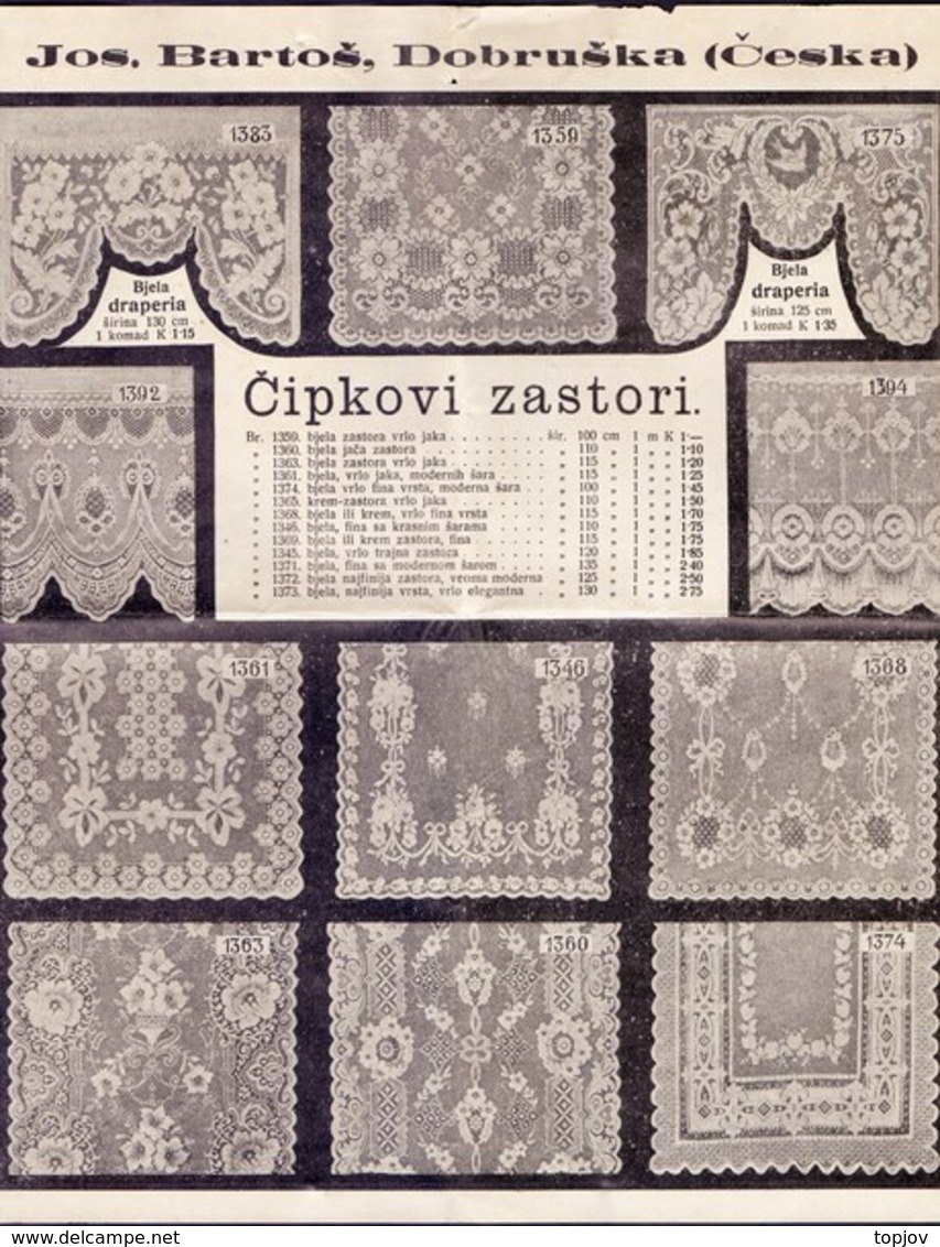 CSR -weaving Factory JOS. BARTOŠ  Catalogue, Laces - Dobruška - 1914 - Gordijnen