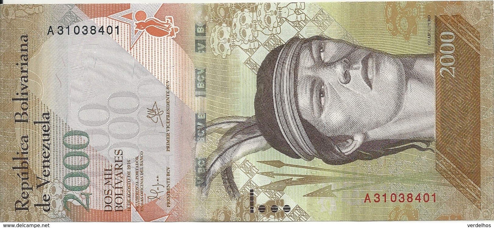 VENEZUELA 2000 BOLIVARES 2016 UNC P 96 - Venezuela