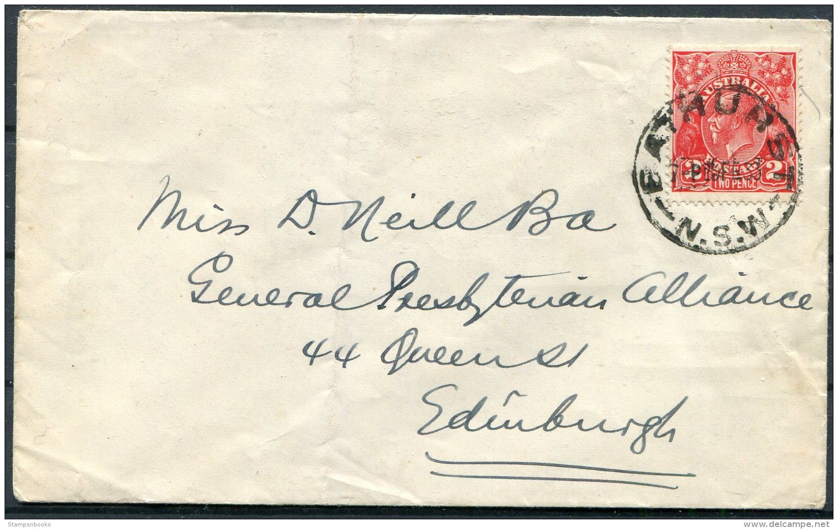 Australia Bathurst NSW Cover - General Presbyterian Alliance, Edinburgh Scotland - Covers & Documents