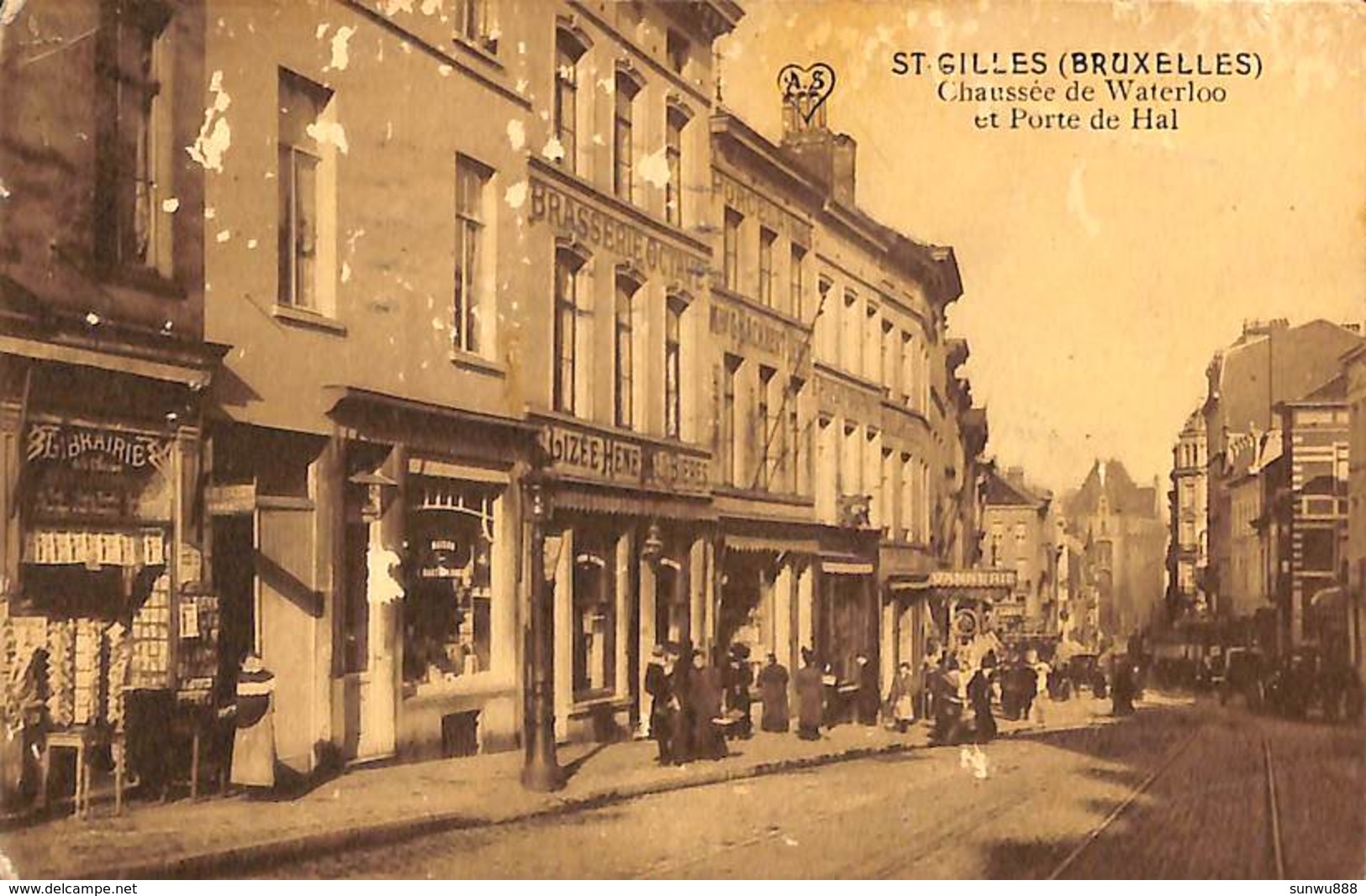 St Gilles - Chaussée De Waterloo Et Porte De Hal (animation, Cartes Postales,1913... Manque De Matière) - St-Gillis - St-Gilles