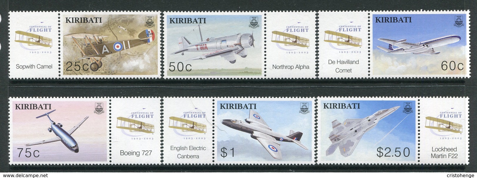 Kiribati 2003 Centenary Of Powered Flight Set MNH (SG 677-82) - Kiribati (1979-...)