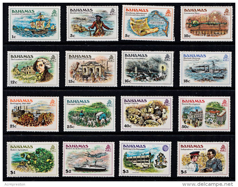 C0356 BAHAMAS 1980, SG 557-72  Definitives,  Mounted Mint - Bahamas (1973-...)