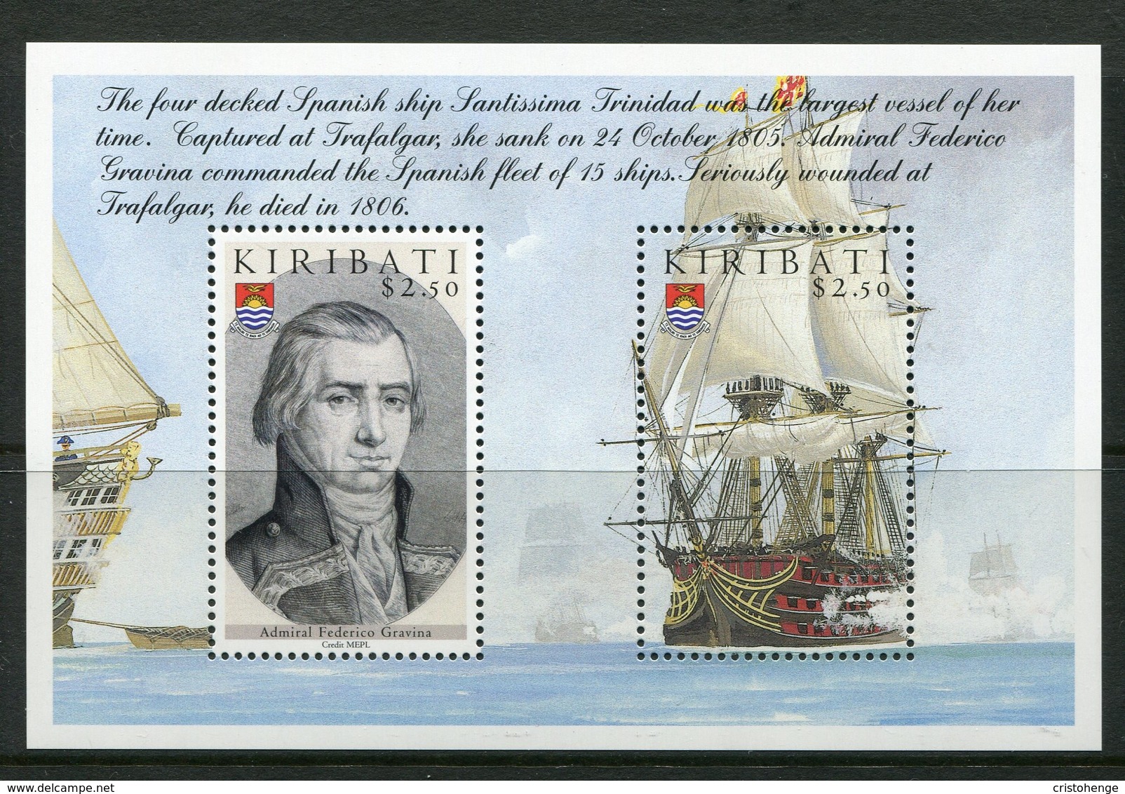 Kiribati 2005 Bicentenary Of Battle Of Trafalgar - 1st Issue - MS MNH (SG MS729) - Kiribati (1979-...)
